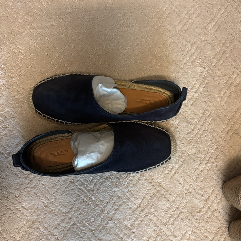 Rag and Bone Delo Espadrille Flats. High quality navy suede.